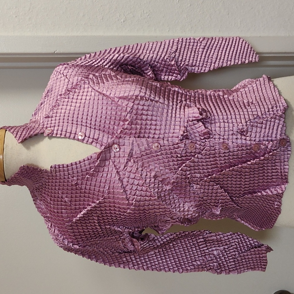 Pile ou Face Paris Pink Crinkle Blouse OS